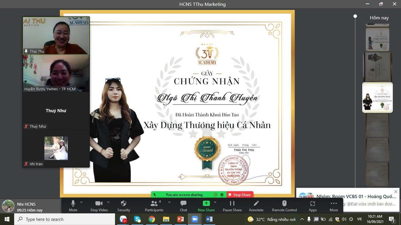 Học viên tốt nghiệp khóa xây dựng thương hiệu cá nhân tại 3T Academy